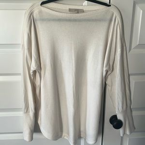 LOFT Shirttail Hem White Cozy Top